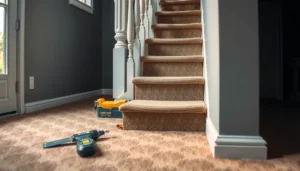 Step-by-step guide on how to install carpet tiles around stairs for a perfect fit.