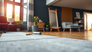 Step-by-step guide on how to install carpet tiles in a living room.