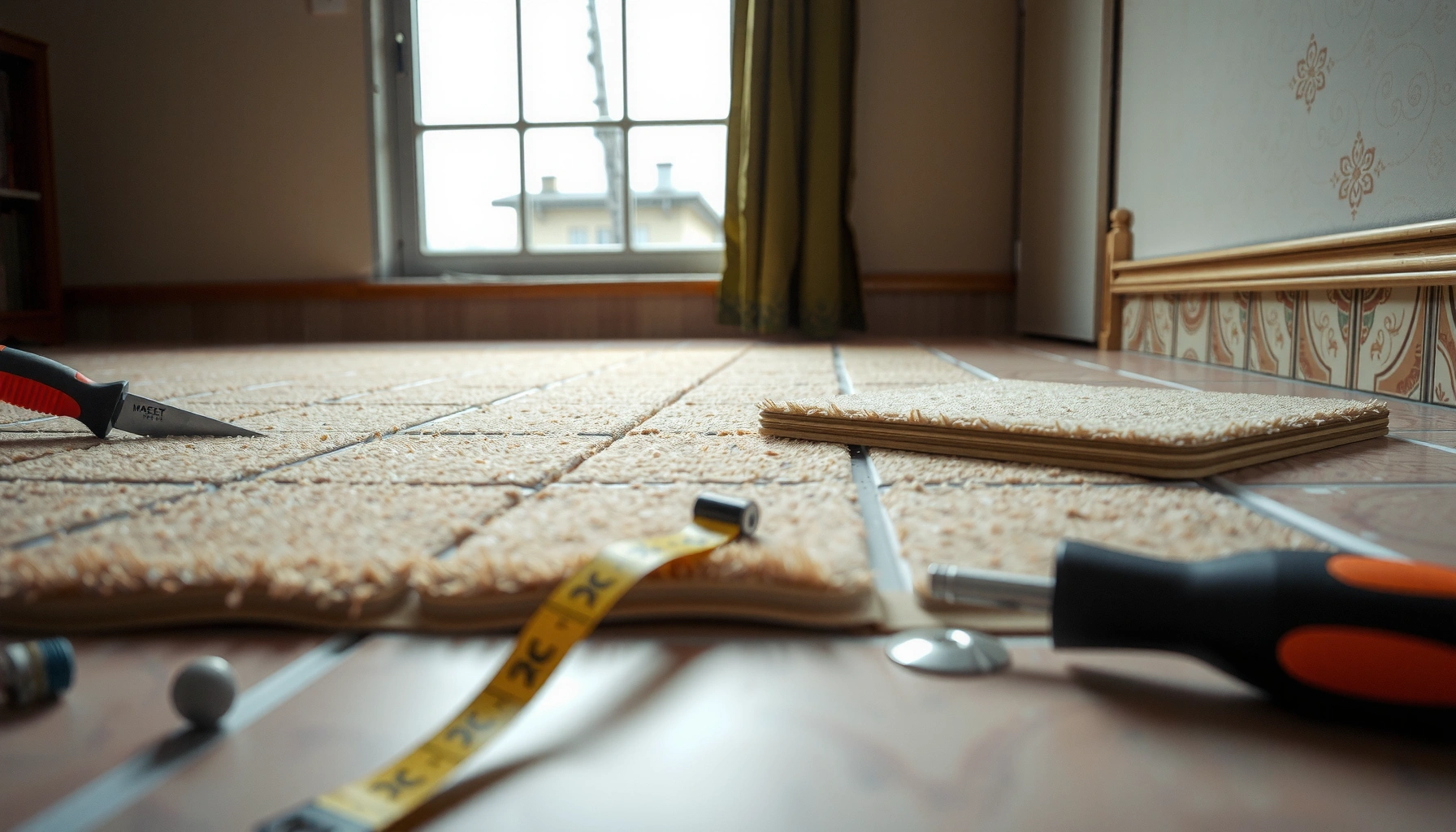 Step-by-step guide on how to install carpet tiles over existing tile flooring.
