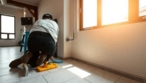 Step-by-step guide on installing ceramic tile floors over concrete surfaces.