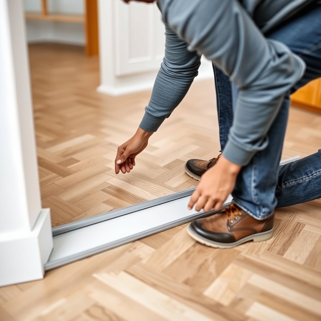 A step-by-step guide to install and secure the threshold for chevron floors.