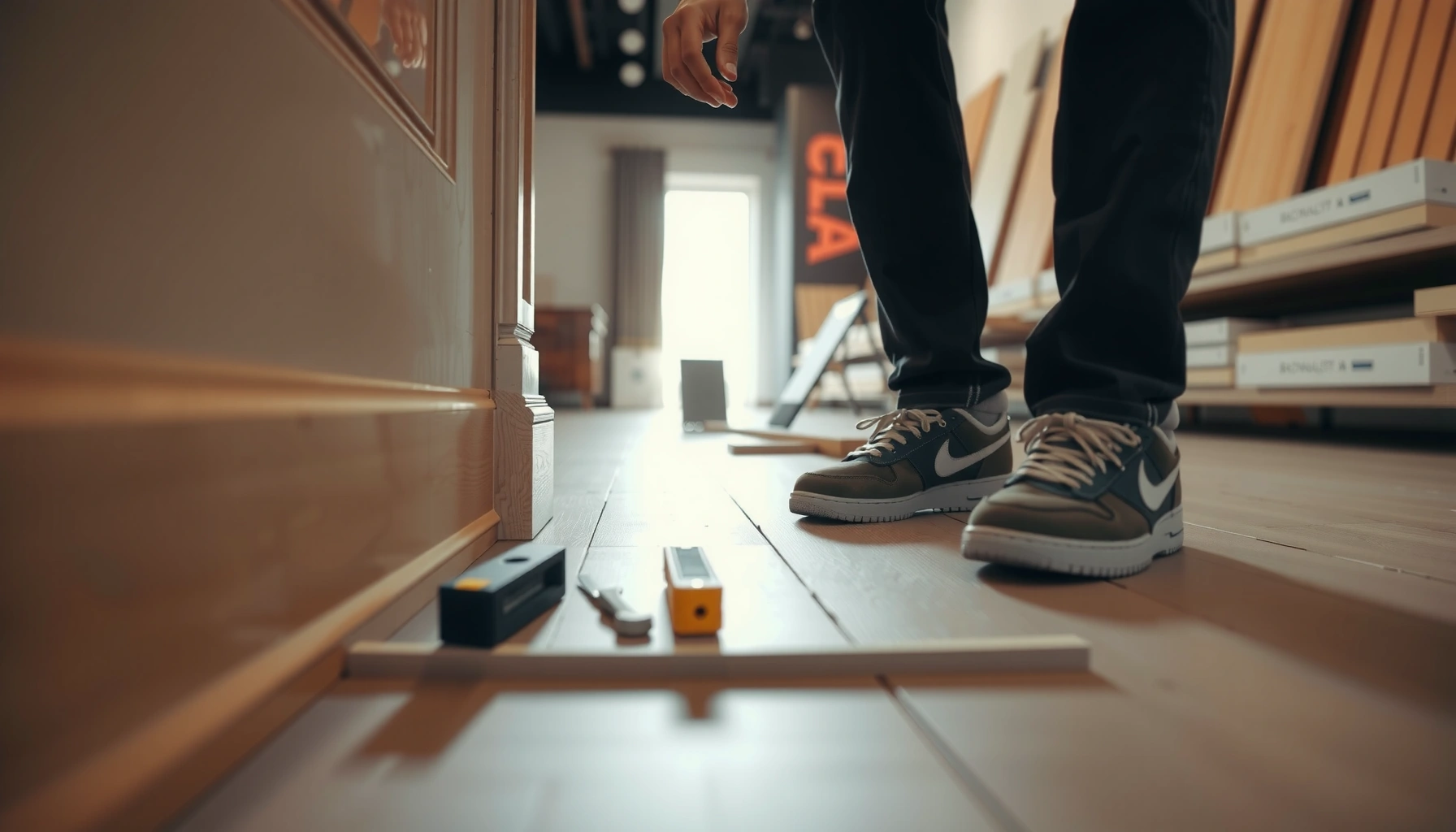 Step-by-step guide on installing commercial floors around doors for a professional finish.