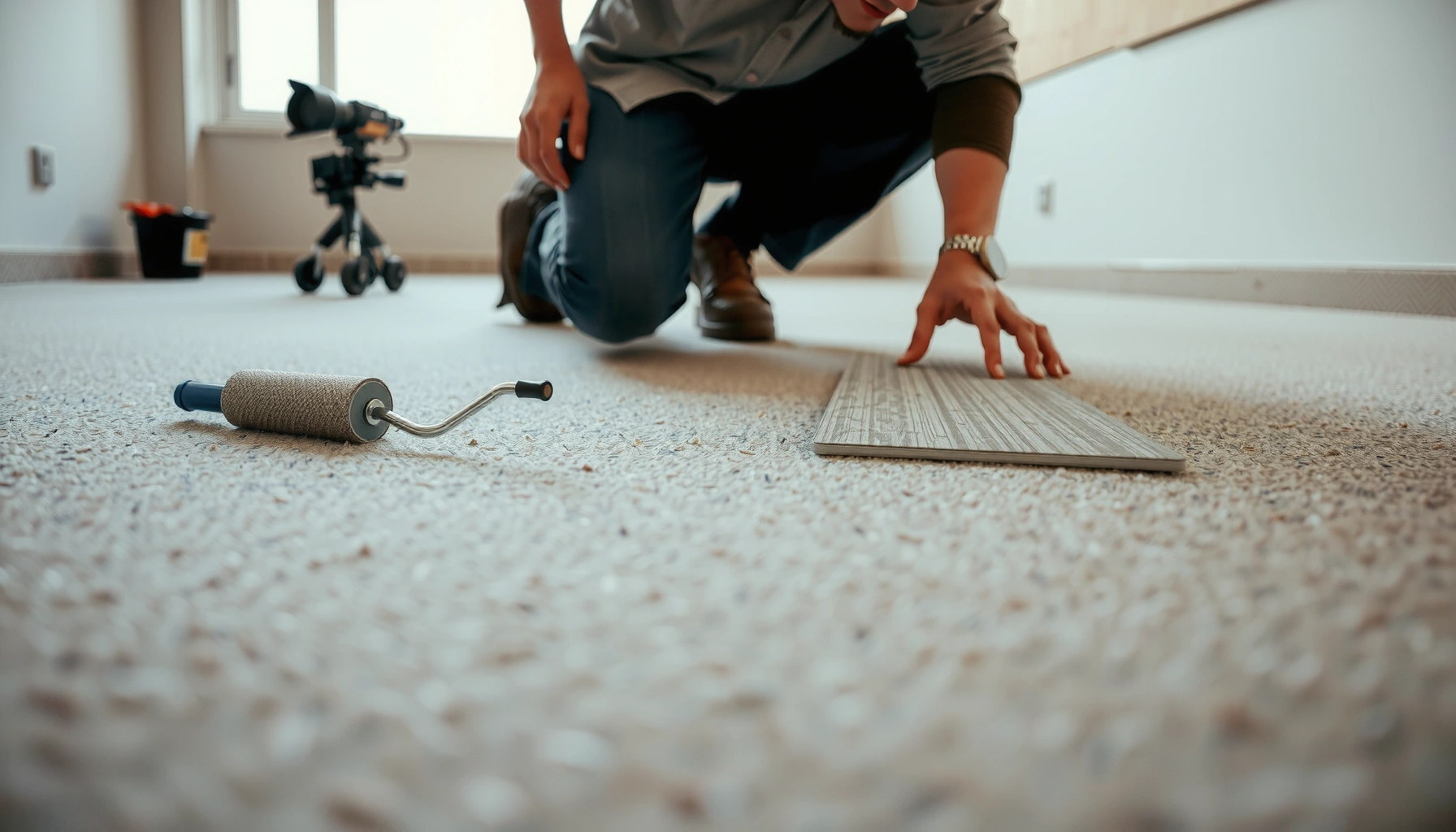 Step-by-step guide on how to install carpet tiles over concrete flooring.