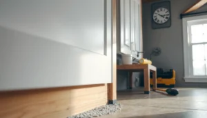 Step-by-step guide on installing concrete floors around kitchen cabinets.