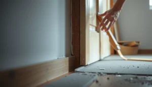 Step-by-step guide on installing concrete floors around doors for a seamless finish.