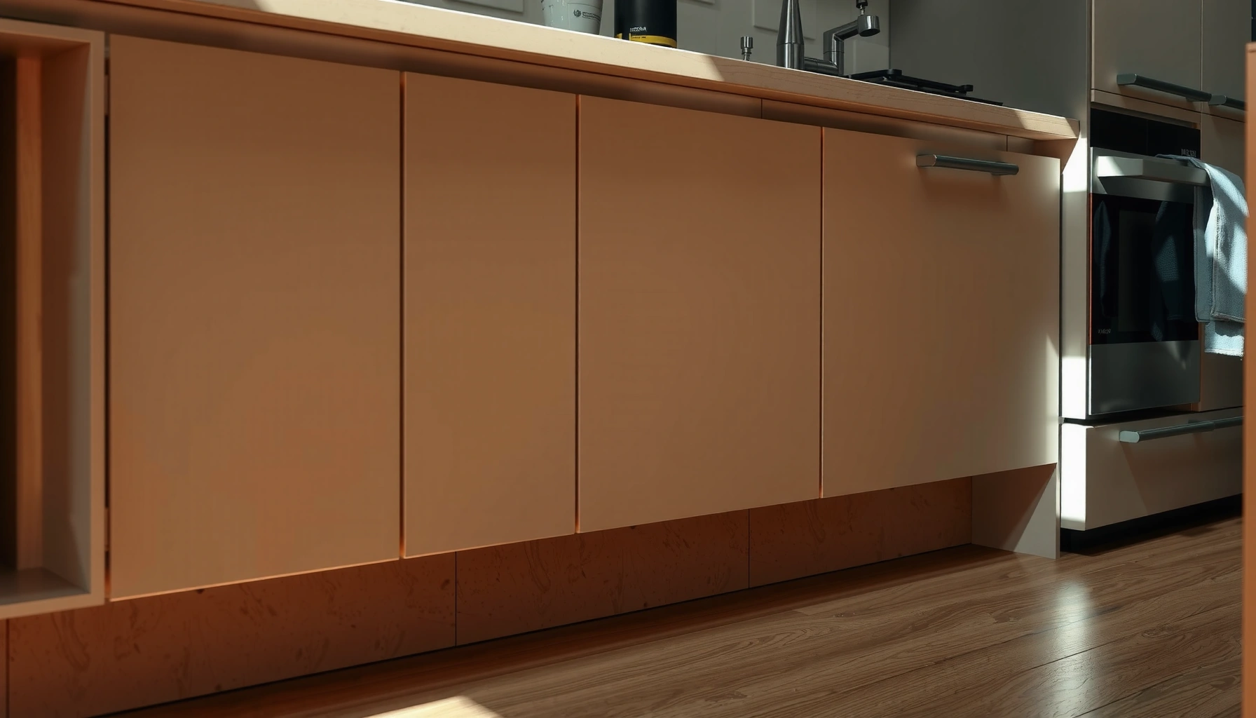 Step-by-step guide to installing cork floors around kitchen cabinets