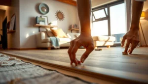 Step-by-step guide on how to install engineered wood floors in a living room.