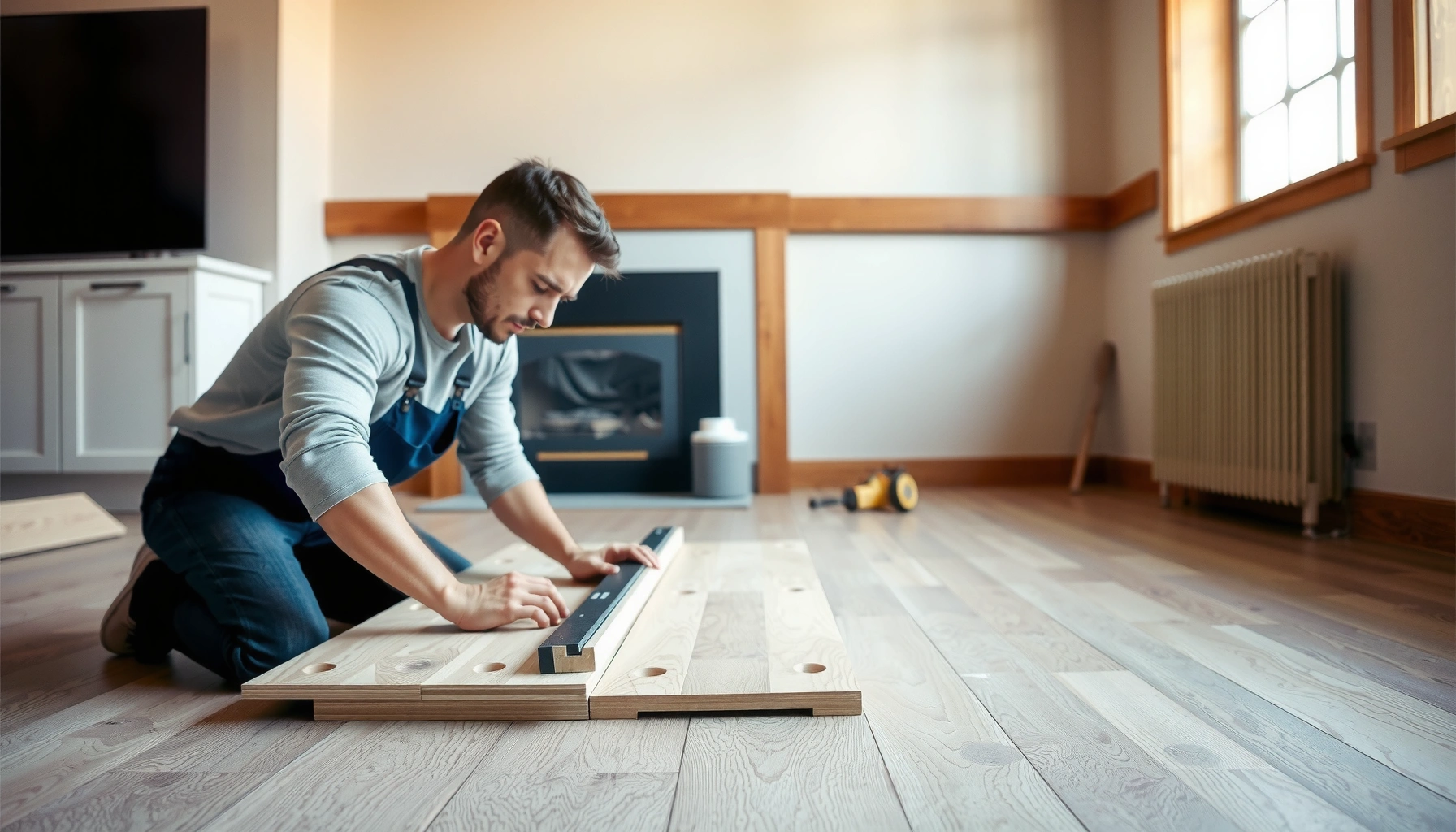 Step-by-step guide on installing engineered wood floors on uneven surfaces.
