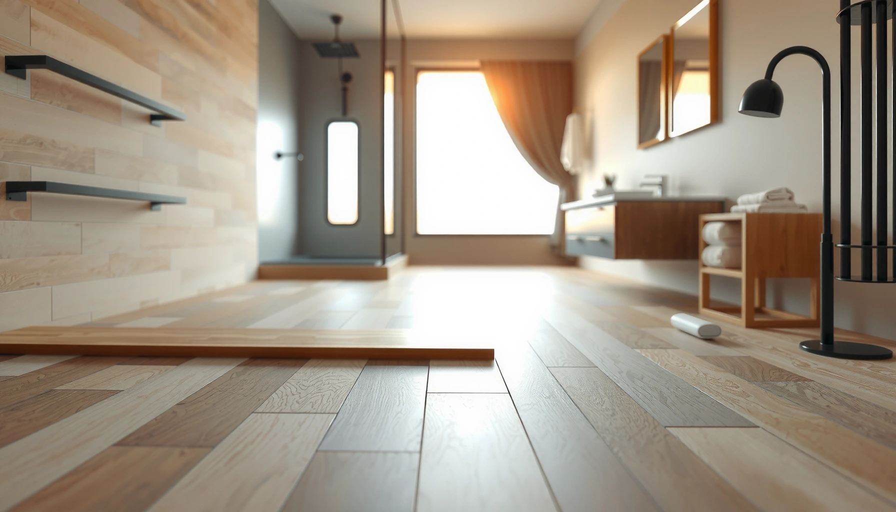 Step-by-step guide on how to install engineered wood floors in a bathroom.