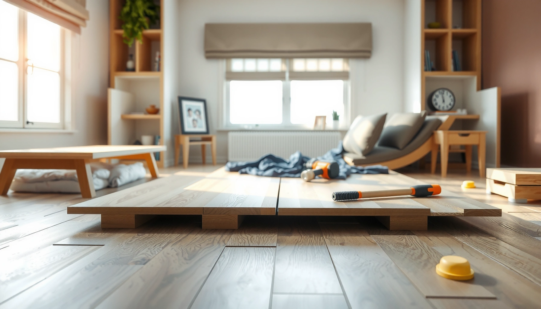 Step-by-step guide on how to install engineered wood floors in a bedroom.