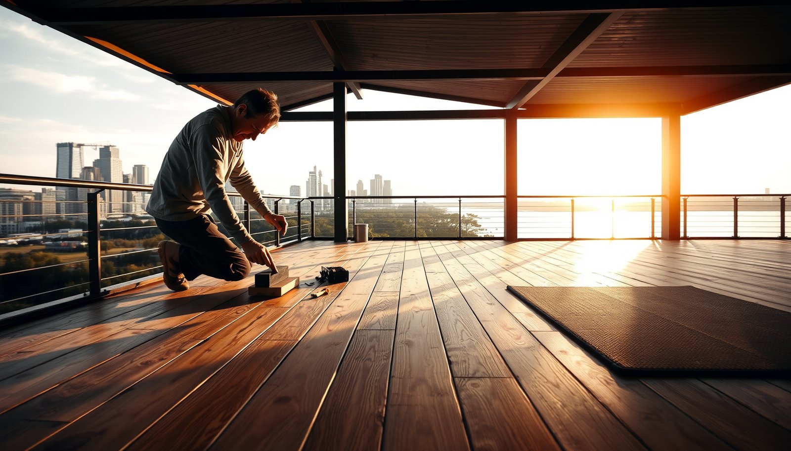 Step-by-step guide on installing engineered wood floors on a balcony.