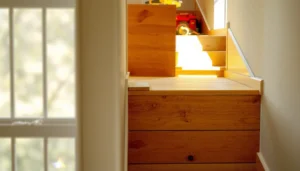 A step-by-step guide to installing engineered wood floors on stairs, showcasing tools and techniques.