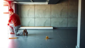 Step-by-step guide on installing underlayment under garage floors for improved insulation and moisture protection.