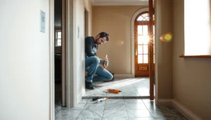 Step-by-step guide on how to install granite floors around doors for a perfect finish.