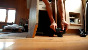 Step-by-step guide on how to install hardwood floors around kitchen cabinets.