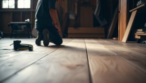 Step-by-step guide to installing hardwood floors in a workshop environment.