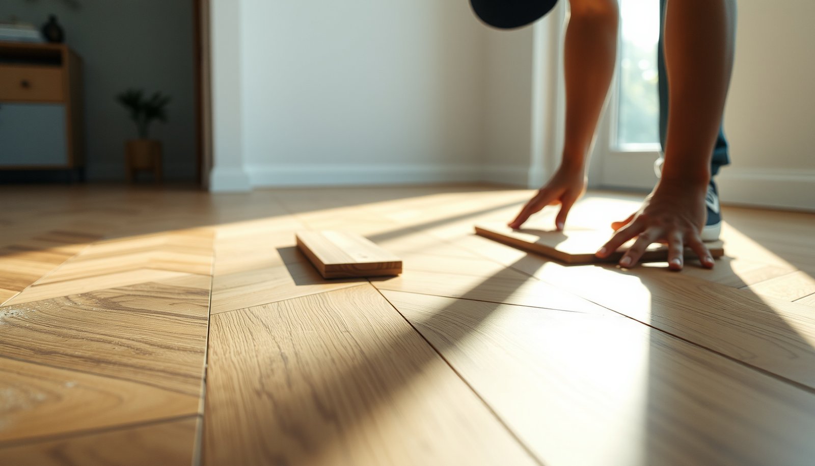 Step-by-step guide on how to install herringbone floors over existing flooring.