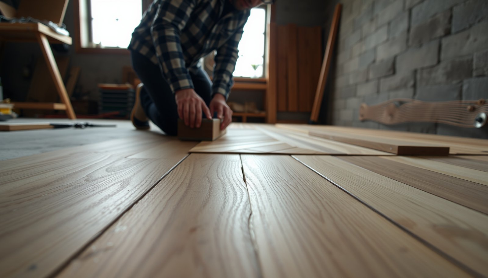 Step-by-step guide on how to install herringbone floors in a basement setting.