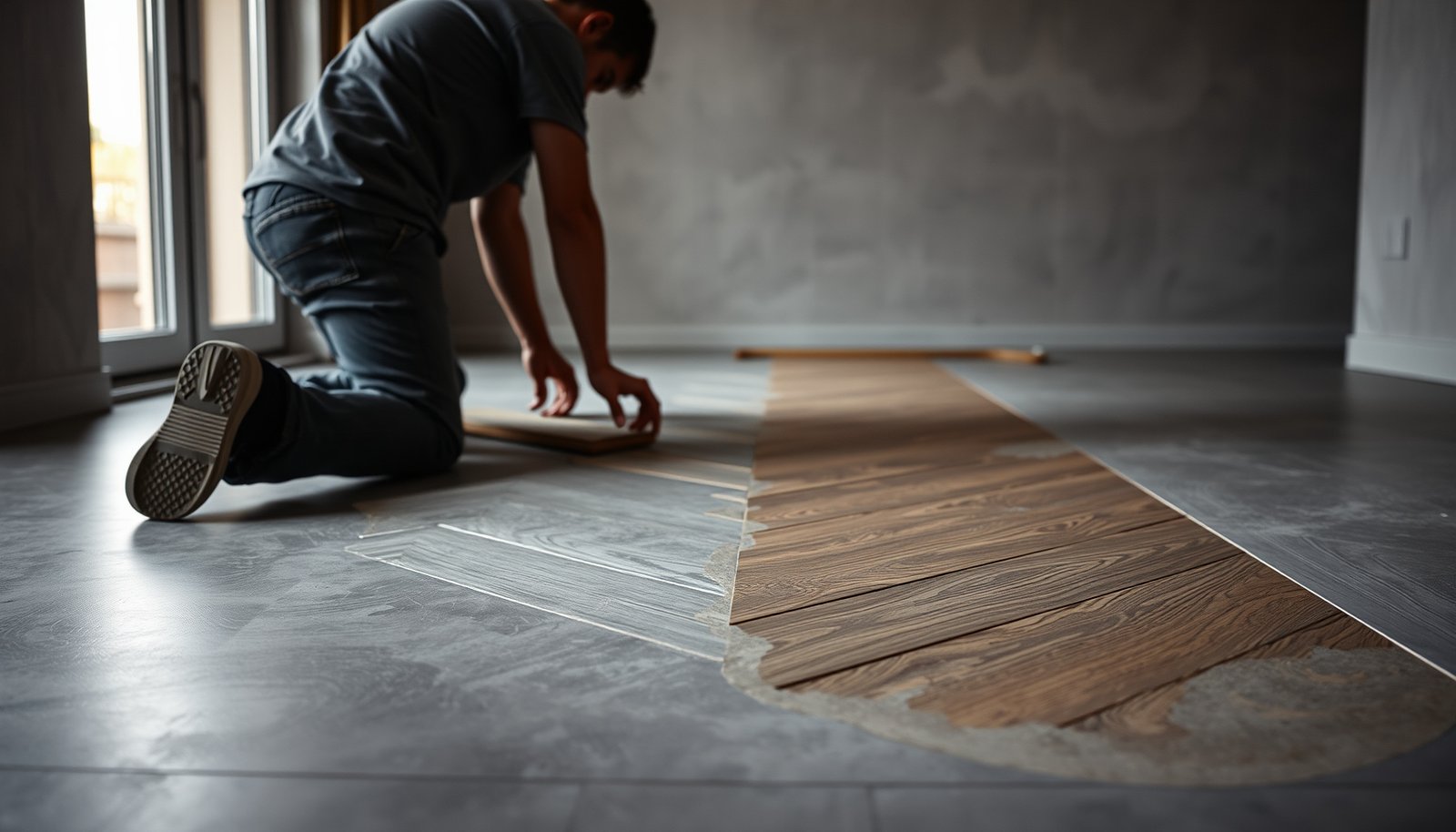 Step-by-step guide to installing herringbone floors over concrete surfaces.