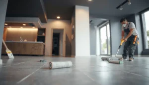 Step-by-step guide on how to install concrete floors in a kitchen.