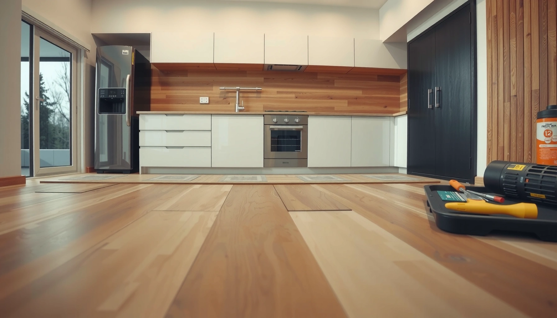 Step-by-step guide for installing kitchen floors over existing flooring.
