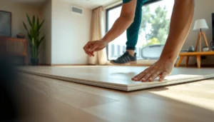 Step-by-step process of installing laminate floors over existing flooring in a home.
