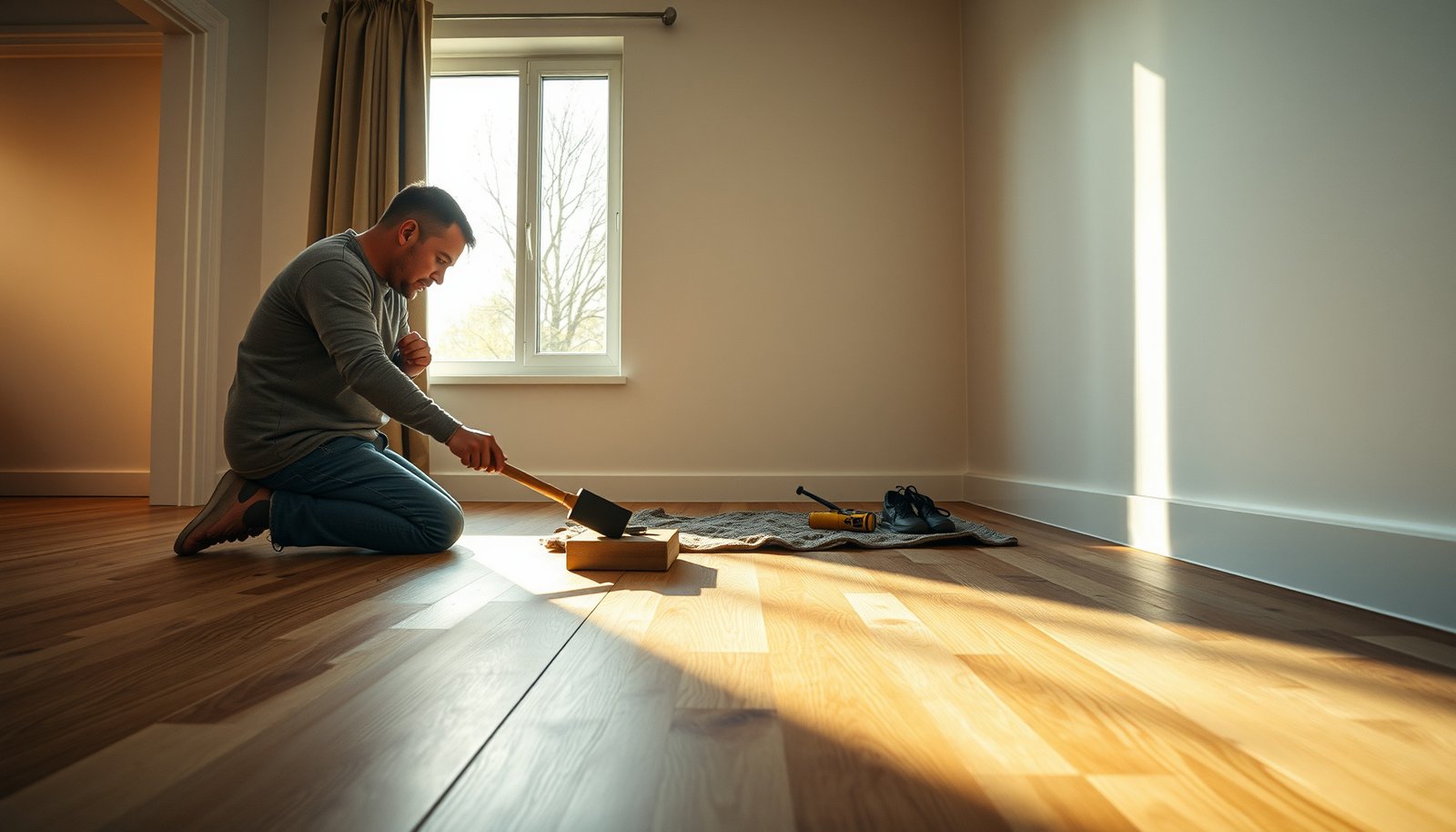 Step-by-step guide on how to install laminate floors in a bedroom.
