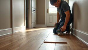 Step-by-step guide to installing laminate floors in a mudroom with tools and materials