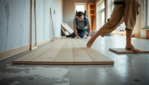 Step-by-step guide on installing laminate floors over concrete surfaces.