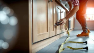 Step-by-step guide on installing LVT flooring around kitchen cabinets.