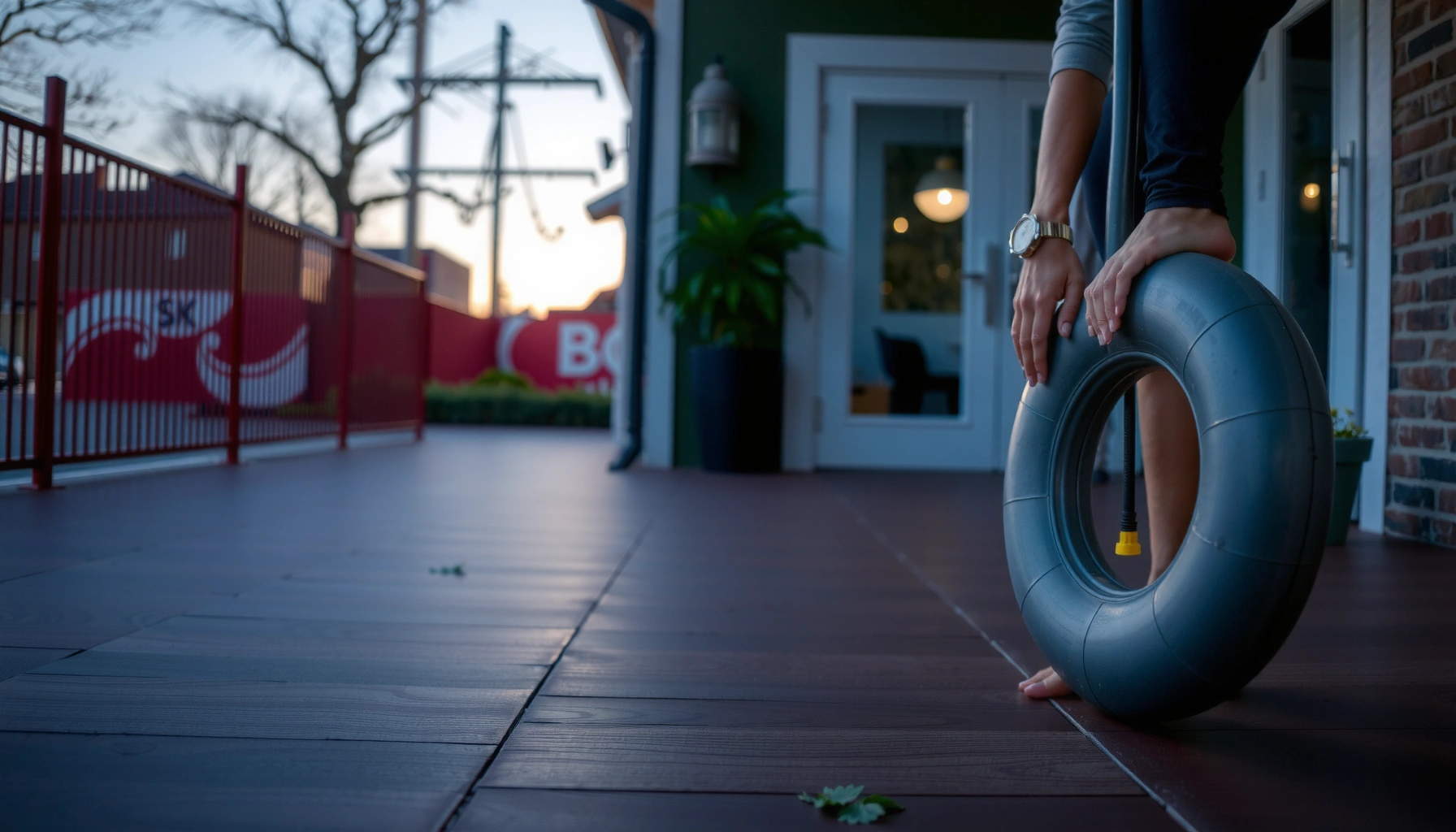 Step-by-step guide on how to install transitions for outdoor floors, featuring tools and materials needed.