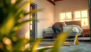 Step-by-step guide for installing outdoor floors in a bedroom setting.