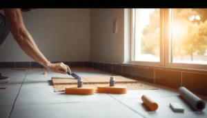 Step-by-step guide on how to install over ceramic tile floors with tools and materials shown.
