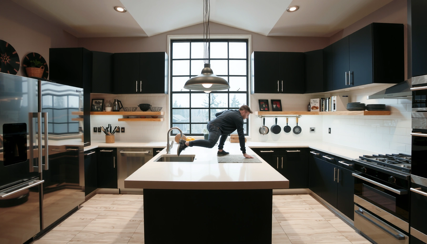 Step-by-step guide on how to install flooring over tile in a kitchen.