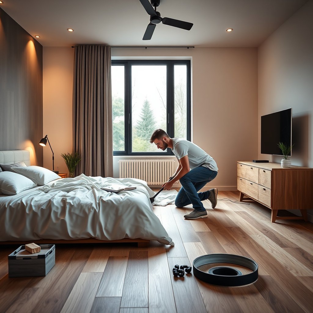 Step-by-step guide for installing parquet boards in a bedroom
