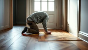 Step-by-step guide on how to install parquet flooring around doors in your home.