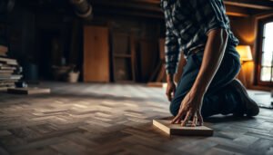 Step-by-step guide on how to install parquet floors in a basement setting.