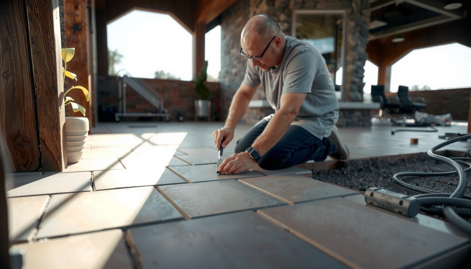 Step-by-step guide on how to install patio floors over existing flooring.