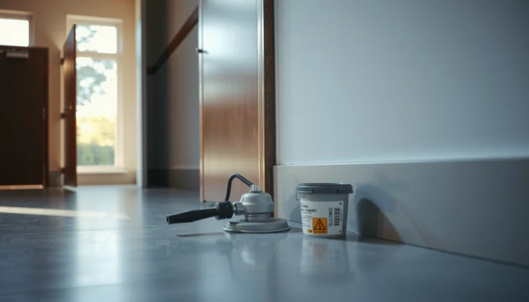 Step-by-step guide on how to install polished concrete floors around doors.