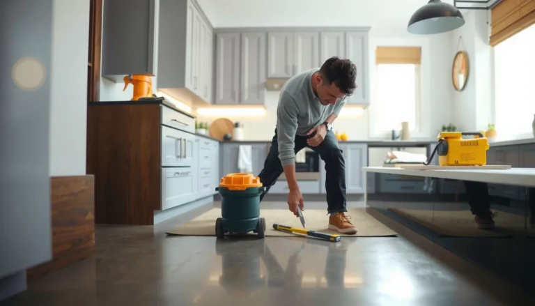 Step-by-step guide for installing polished concrete floors around cabinets
