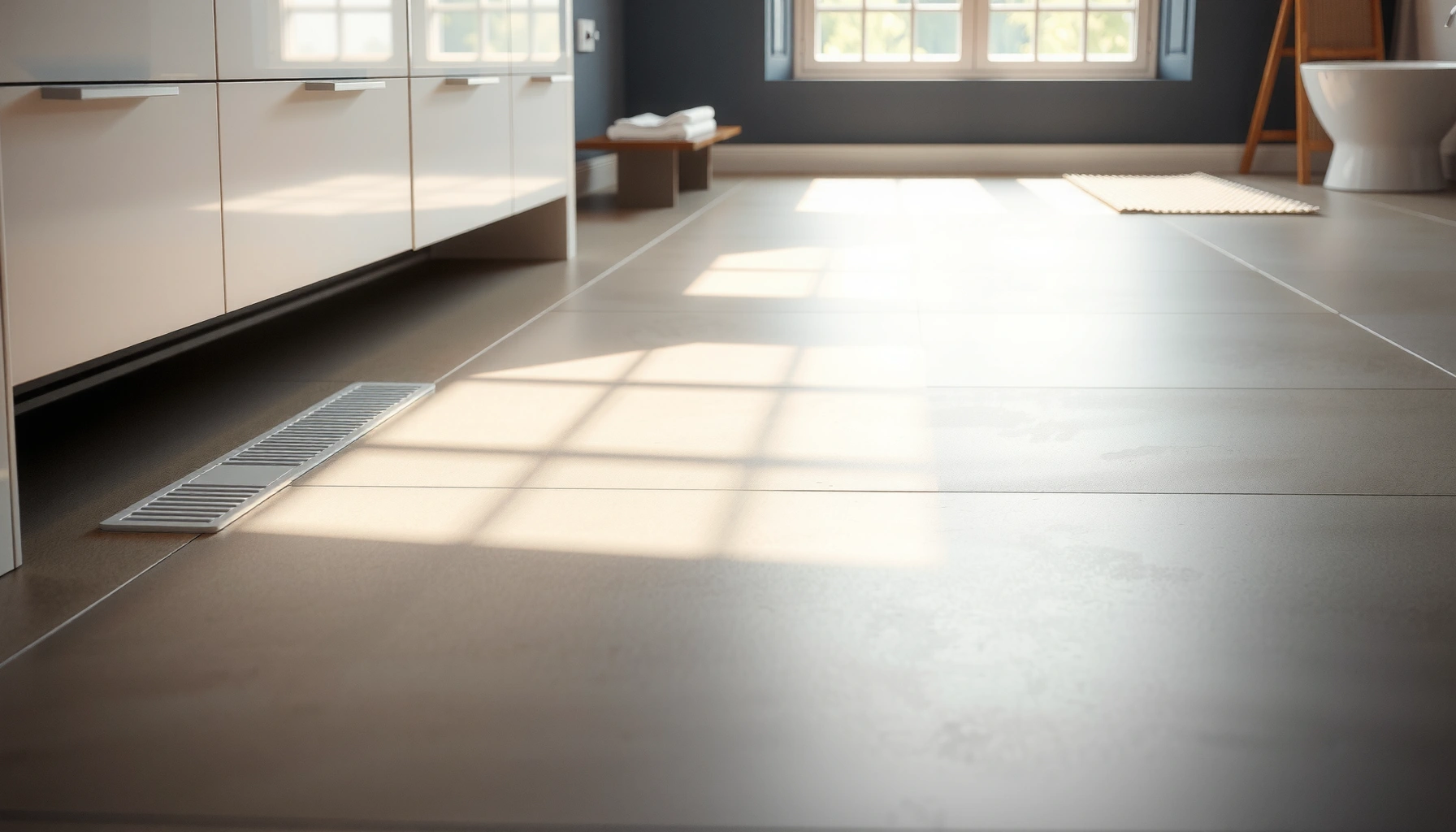 Step-by-step guide on how to install polished concrete floors in a bathroom.