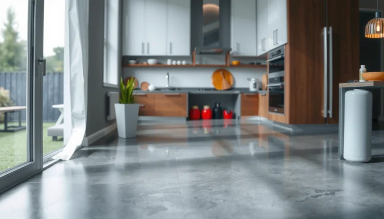 Step-by-step guide on how to install polished concrete floors in a kitchen.