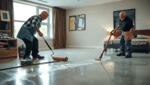 Step-by-step guide to installing polyaspartic floors in a bedroom for a durable finish.