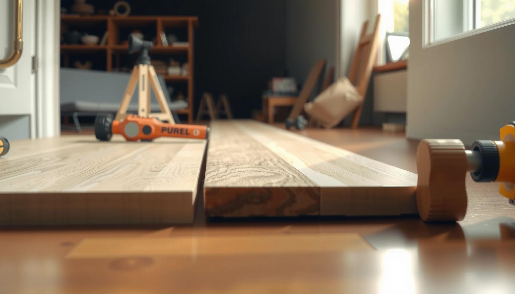 Step-by-step guide on installing polyurethane floors around doors for a seamless finish.