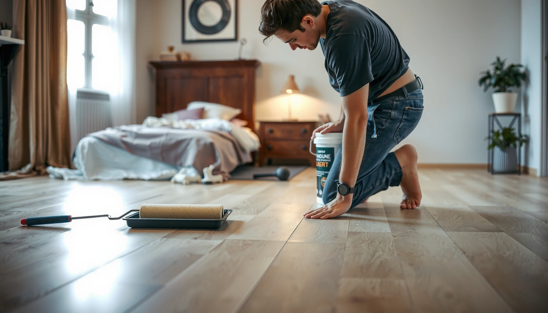 Step-by-step guide to installing polyurethane floors in a bedroom for a durable finish.