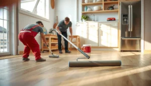 Step-by-step guide on how to install polyurethane floors in a kitchen for a durable finish.