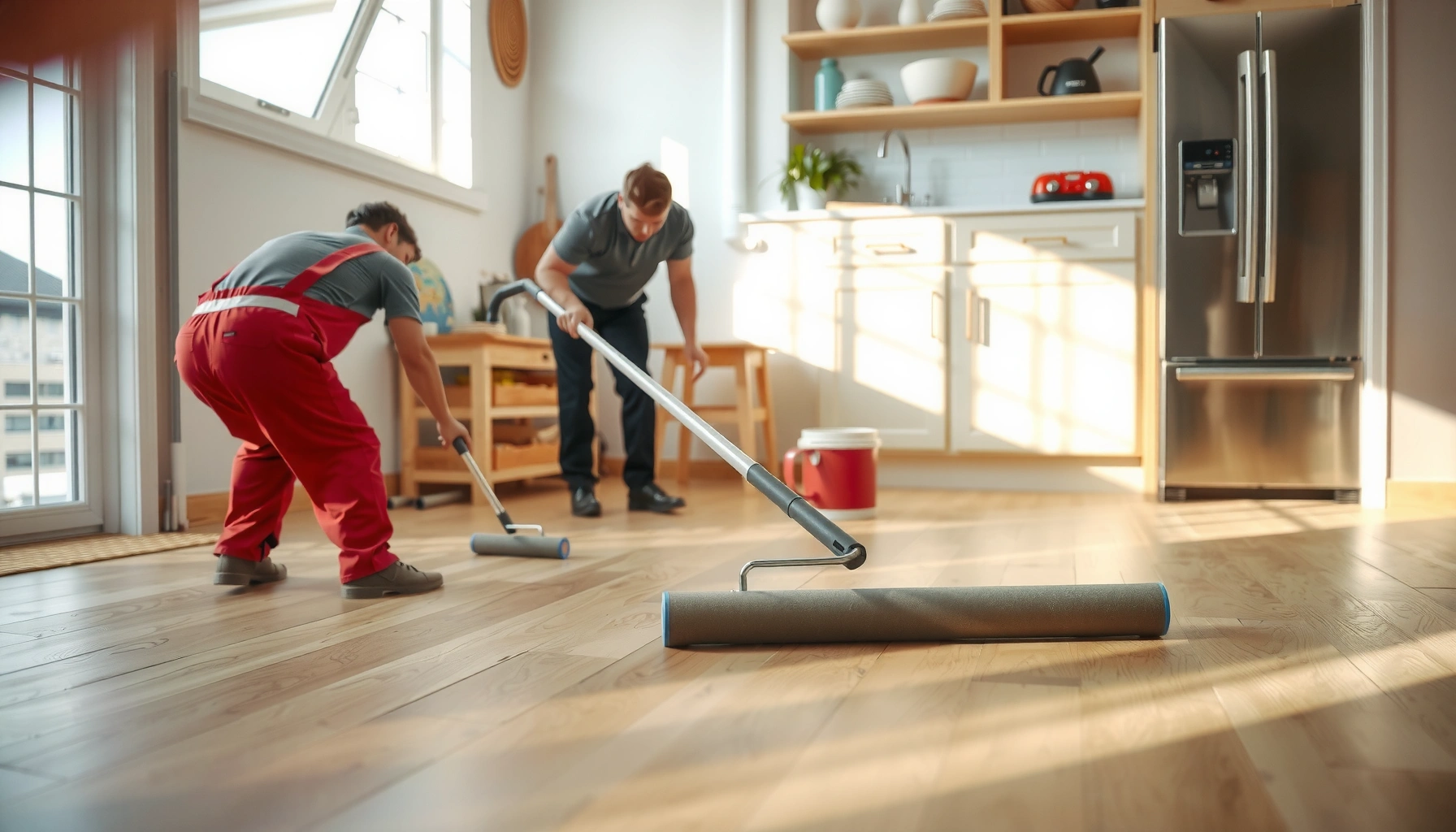 Step-by-step guide on how to install polyurethane floors in a kitchen for a durable finish.