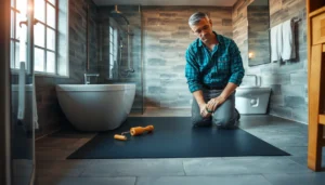 Step-by-step guide on how to install rubber floors in a bathroom.