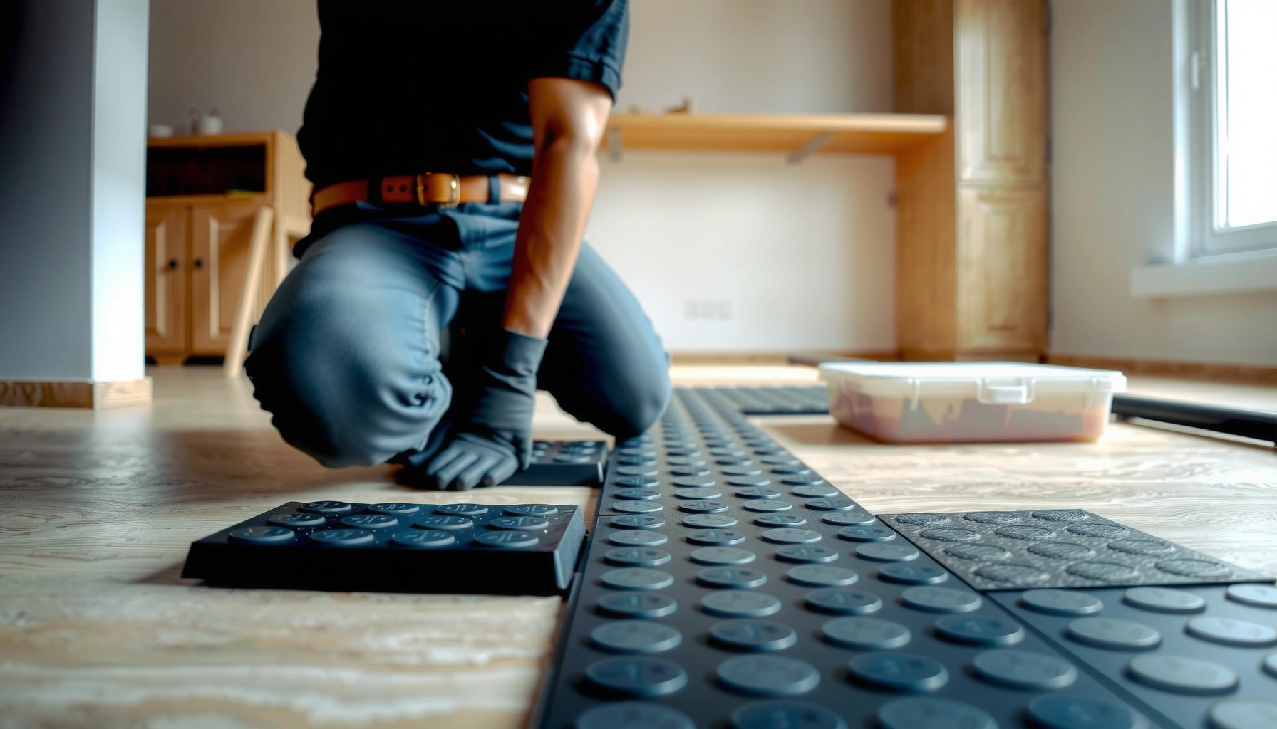 Step-by-step guide on how to install rubber floors over existing flooring for a durable finish.