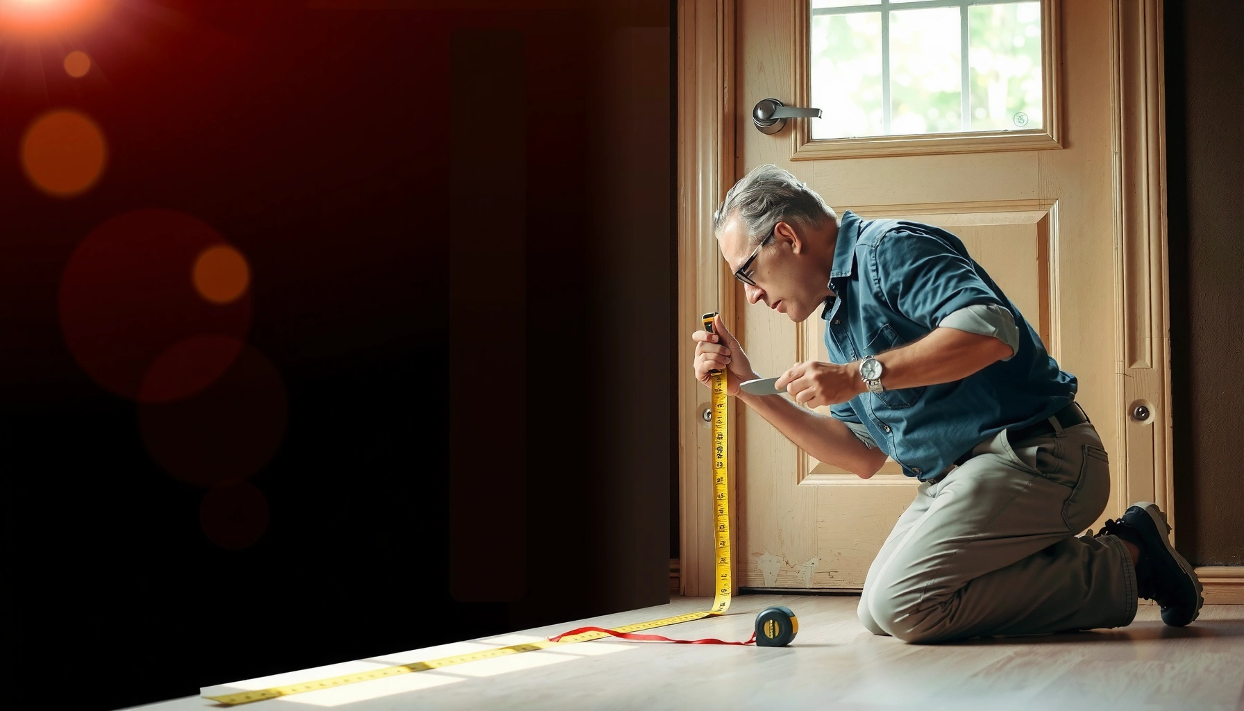 Step-by-step guide on installing sheet vinyl flooring around doors for a seamless finish.